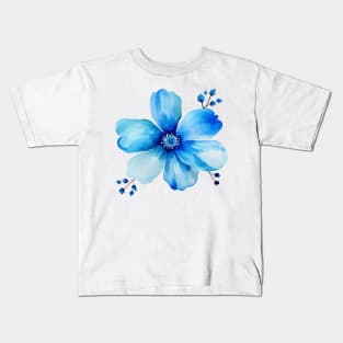 Little Blue Flower Watercolor Kids T-Shirt